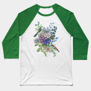 Turquoise Birds Baseball T-Shirt